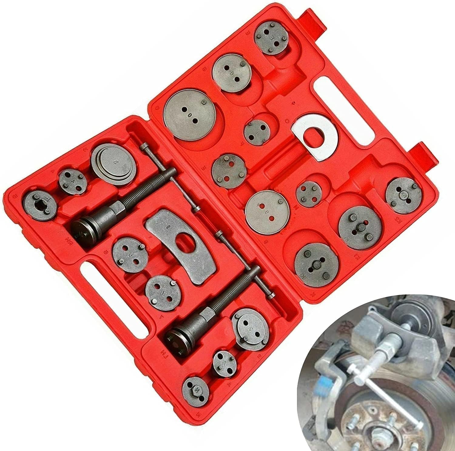 Universal Car Disc Brake Caliper Piston Rewind Tool Set, Compressor Wind Back Repair Tool Kit for Cars Brake Pad 22PCS