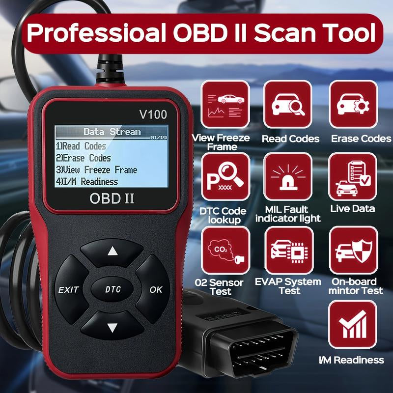 Car OBD2 Scanner Diagnostic Scanner Code Reader Engine Fault Code Read Code Erase Code Battery Test Engine Light Can Diagnose Scan Tool for All OBD II Protocol Cars since 1996