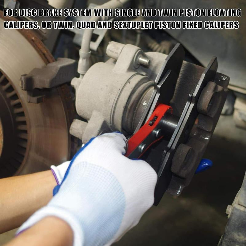 Brake Caliper Press Tool 360 Degree Swing Ratchet Expander Wrench Car Wheel Piston Spreader with Extra 2PCS Large Plates for Single Twin Quad Sextuplet Piston Disc Brake Caliper