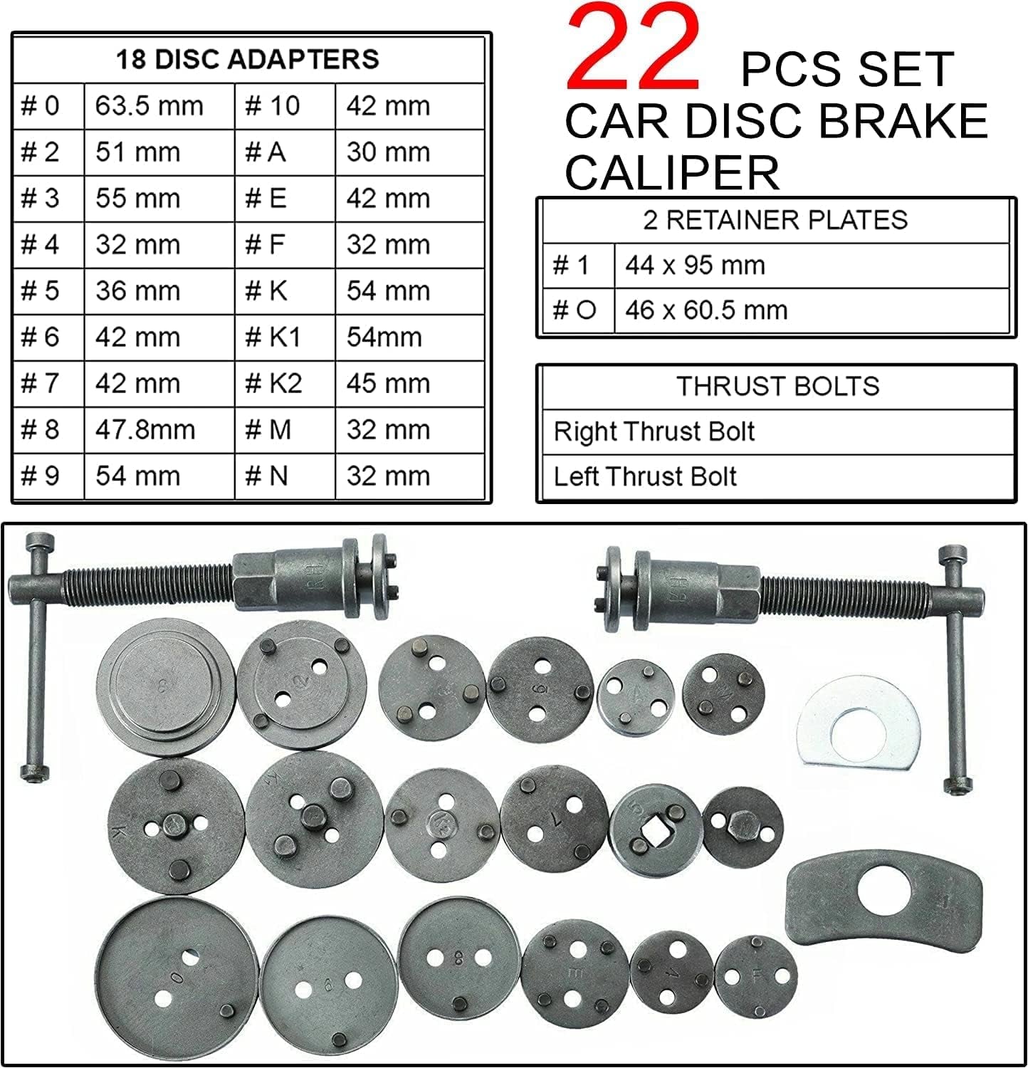 Universal Car Disc Brake Caliper Piston Rewind Tool Set, Compressor Wind Back Repair Tool Kit for Cars Brake Pad 22PCS