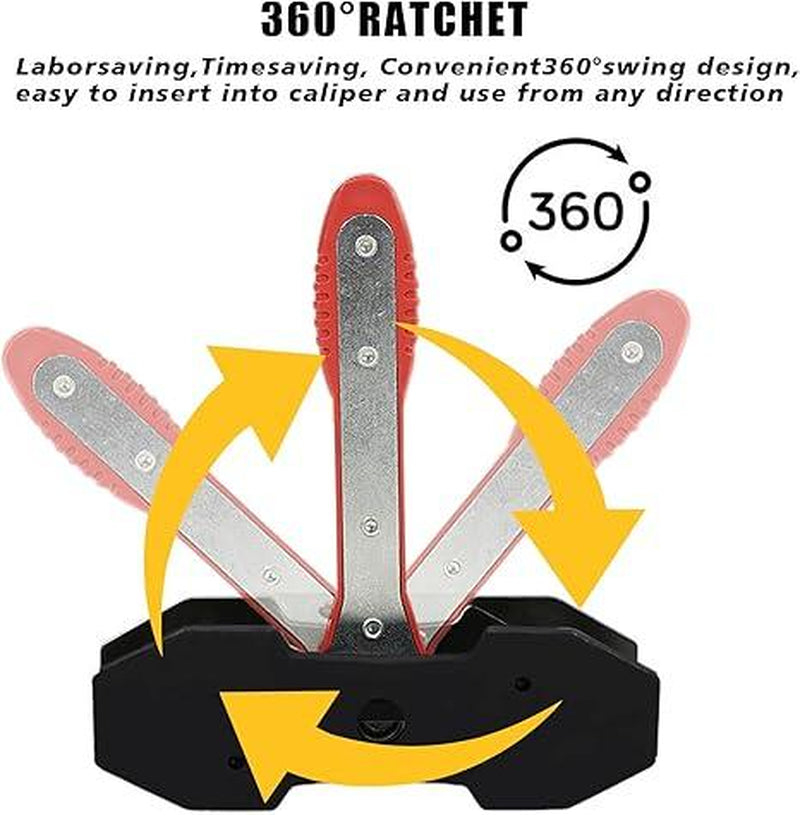 Brake Caliper Press Tool 360 Degree Swing Ratchet Expander Wrench Car Wheel Piston Spreader with Extra 2PCS Large Plates for Single Twin Quad Sextuplet Piston Disc Brake Caliper