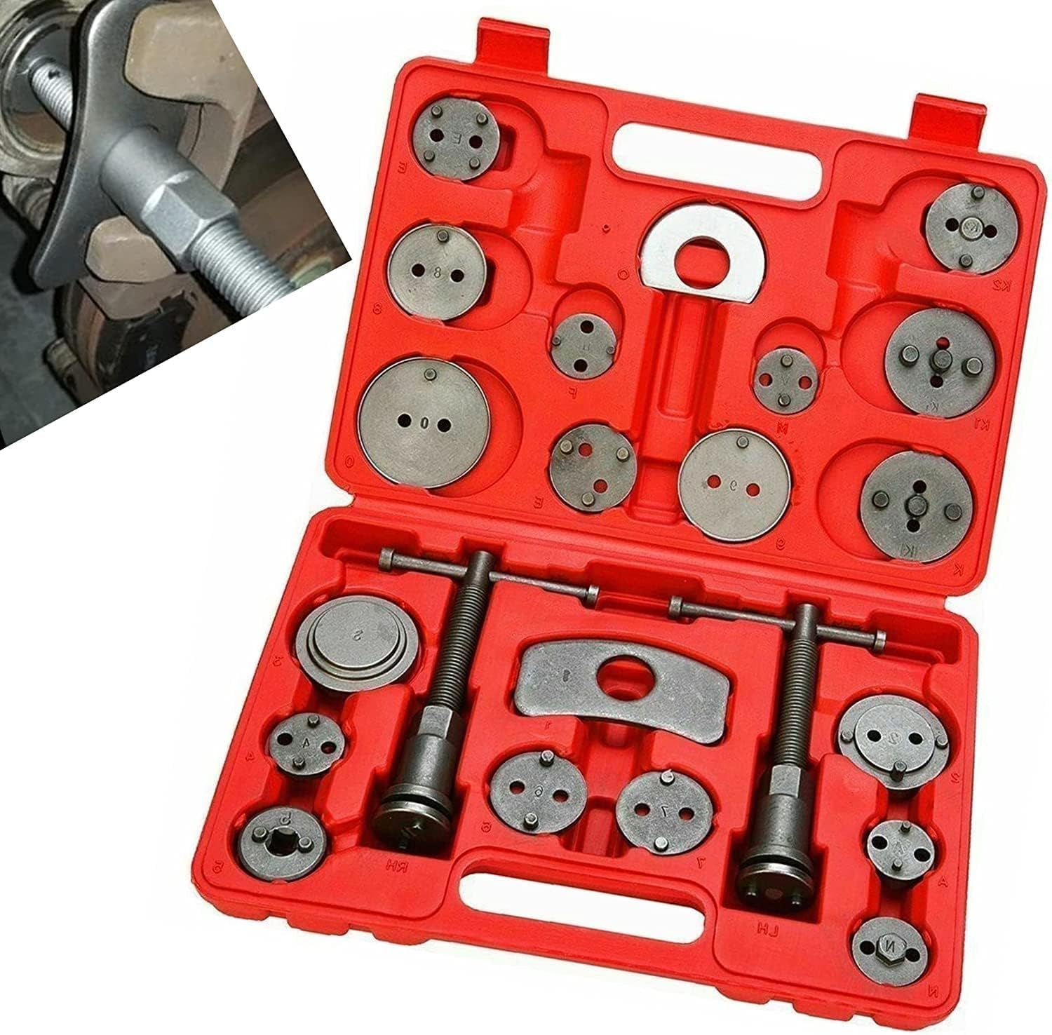 Universal Car Disc Brake Caliper Piston Rewind Tool Set, Compressor Wind Back Repair Tool Kit for Cars Brake Pad 22PCS