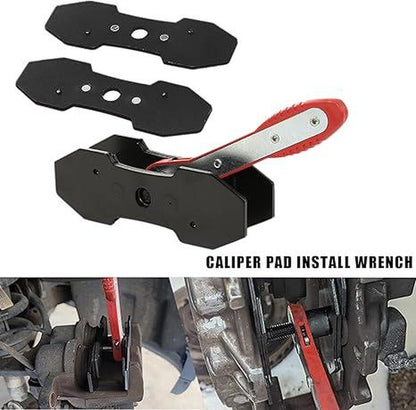 Brake Caliper Press Tool 360 Degree Swing Ratchet Expander Wrench Car Wheel Piston Spreader with Extra 2PCS Large Plates for Single Twin Quad Sextuplet Piston Disc Brake Caliper
