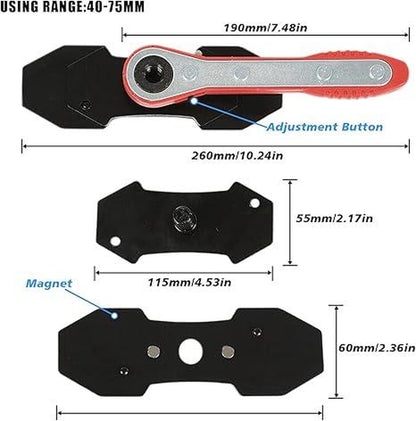 Brake Caliper Press Tool 360 Degree Swing Ratchet Expander Wrench Car Wheel Piston Spreader with Extra 2PCS Large Plates for Single Twin Quad Sextuplet Piston Disc Brake Caliper