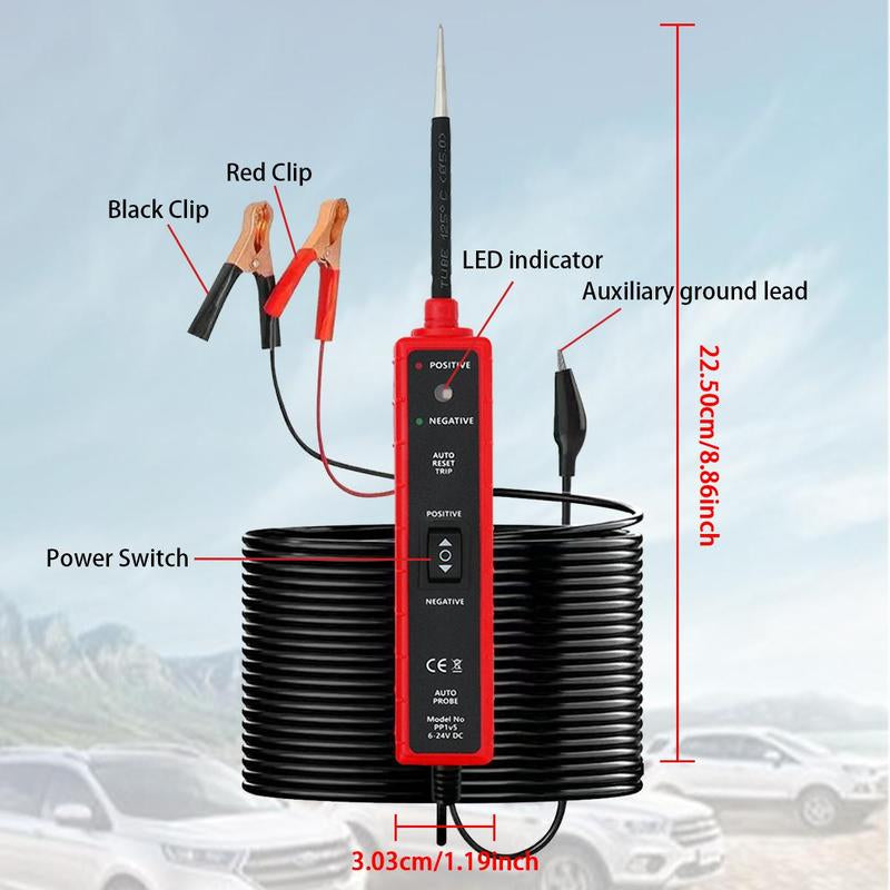 Power Circuit Probe Tester, 6-24V DC Automotive Original Short Circuit Test Light, Automotive Continuity Tester, Professional Car Power Circuit Tester, Car Accessories