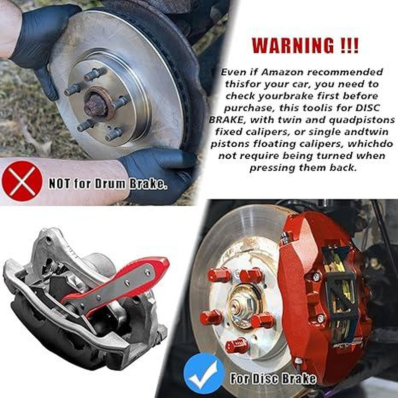 Brake Caliper Press Tool 360 Degree Swing Ratchet Expander Wrench Car Wheel Piston Spreader with Extra 2PCS Large Plates for Single Twin Quad Sextuplet Piston Disc Brake Caliper