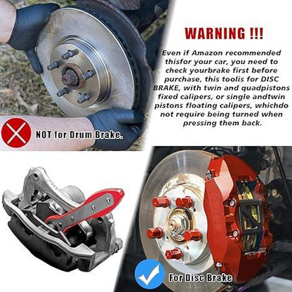 Brake Caliper Press Tool 360 Degree Swing Ratchet Expander Wrench Car Wheel Piston Spreader with Extra 2PCS Large Plates for Single Twin Quad Sextuplet Piston Disc Brake Caliper